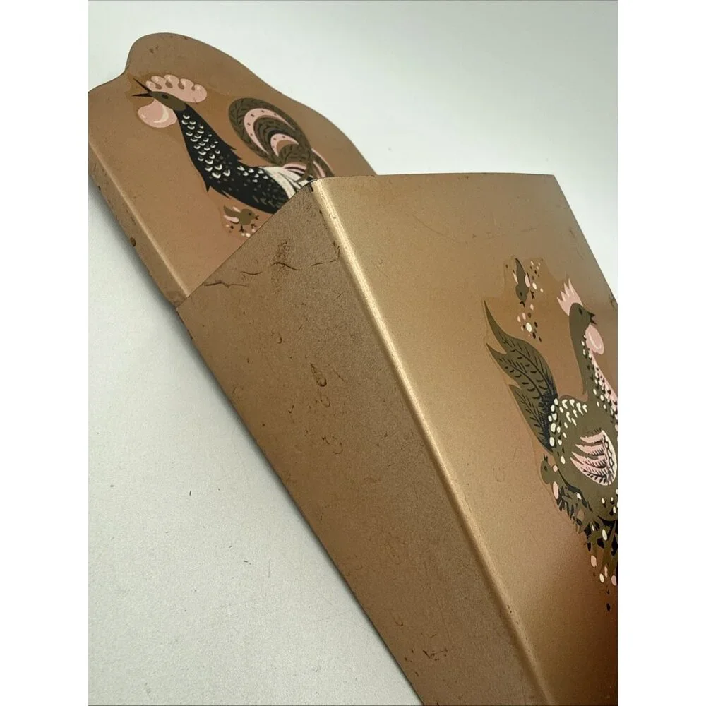 MCM Copper 3 Tier Wall Caddy Letter Mail Holder Roosters Vintage Organizer metal